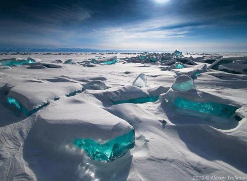 Turquoise Ice at Northern Lake Baikal, Russia